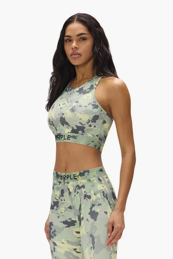 Bralette en nylon imprimé camouflage