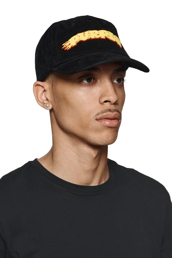 Chapeau en velours côtelé avec logo « Purple Flames »