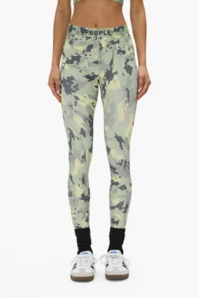 Legging en nylon à motif camouflage peint