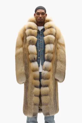 Manteau en fourrure à col châle