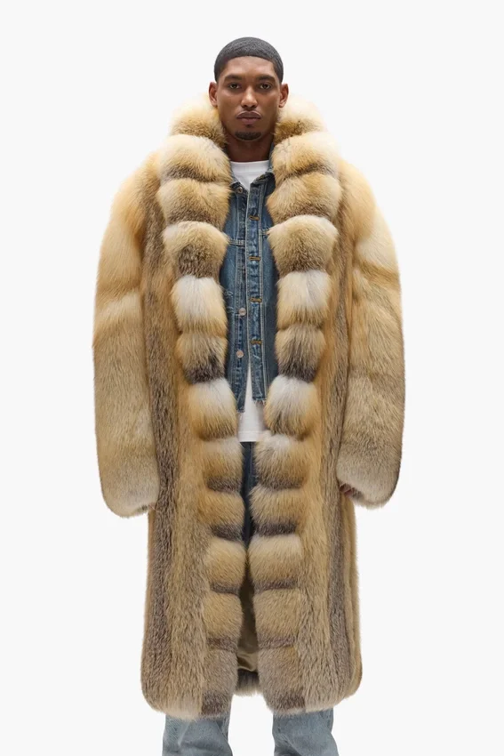Manteau en fourrure à col châle