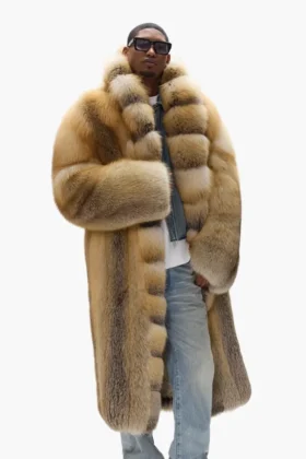 Manteau en fourrure à col châle