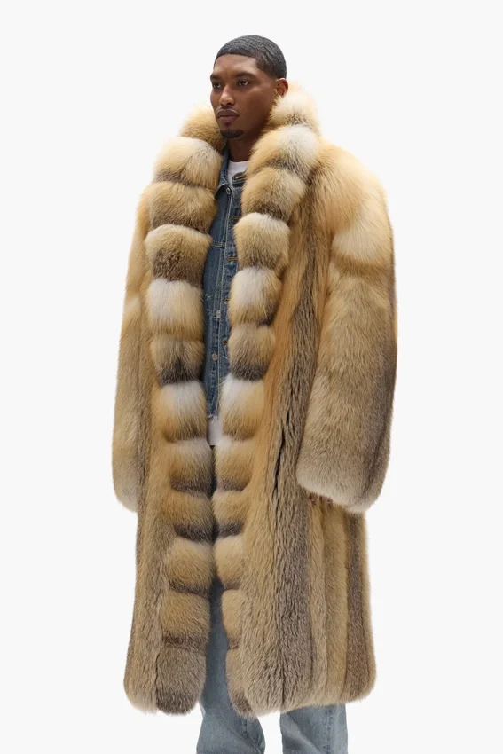 Manteau en fourrure à col châle