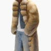 Manteau en fourrure à col châle