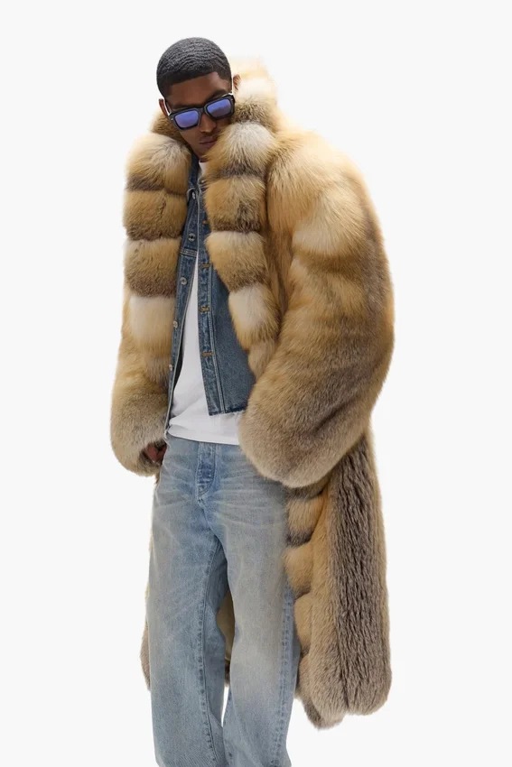 Manteau en fourrure à col châle