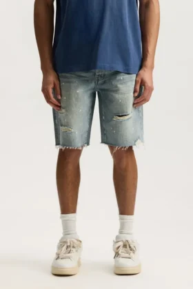 P059 Short déchiré effet peint