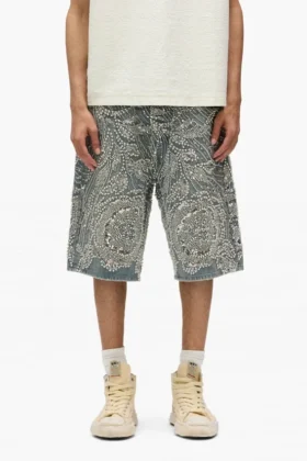 P070 Shorts ornés de perles cousues à la main et de cristaux