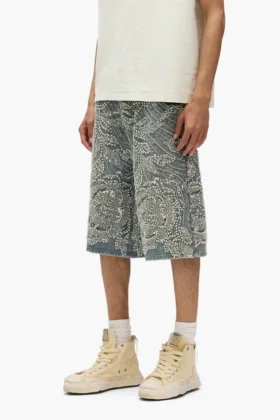 P070 Shorts ornés de perles cousues à la main et de cristaux