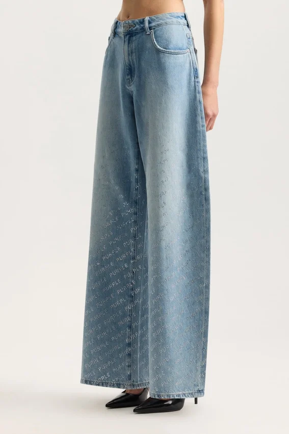 Pantalon baggy à logo bling