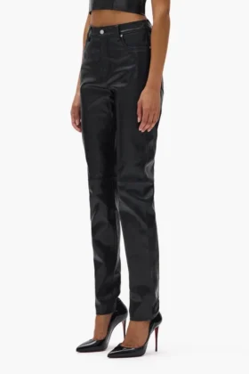 Pantalon en cuir à 5 poches