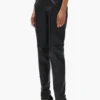Pantalon en cuir à fermeture éclair en V