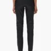 Pantalon en cuir à fermeture éclair en V