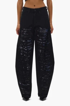 Pantalon à jambes larges à paillettes