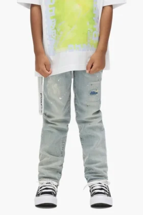 Pantalon pour enfant « Light Indigo Paint Repair »
