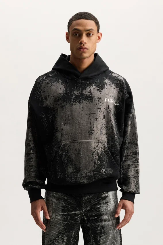 Sweat à capuche orné de cristaux