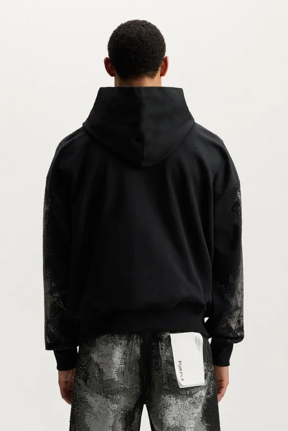 Sweat à capuche orné de cristaux