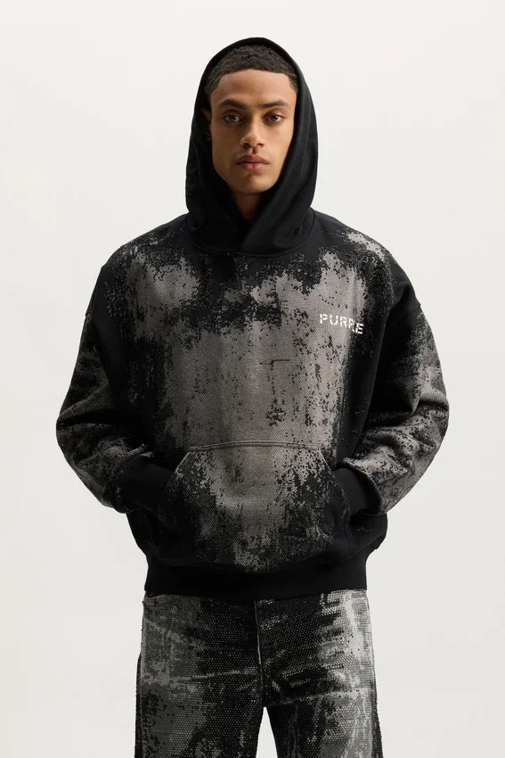 Sweat à capuche orné de cristaux