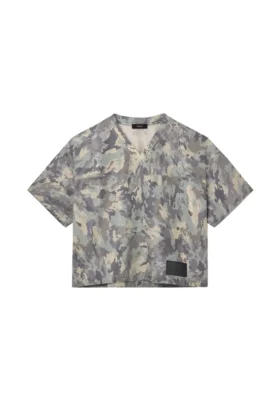 T-shirt en cuir imprimé camouflage