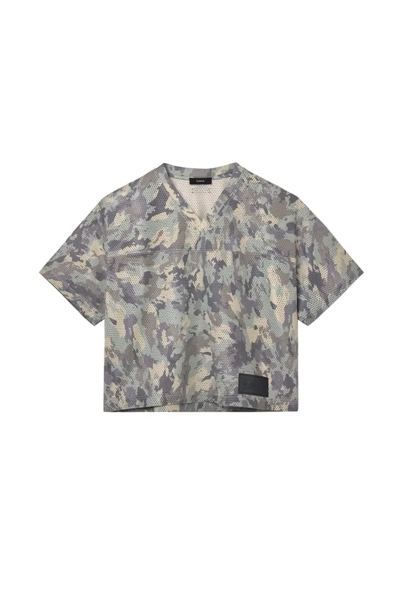 T-shirt en cuir imprimé camouflage