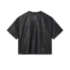 T-shirt en maille et cuir