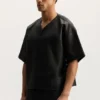 T-shirt en maille et cuir