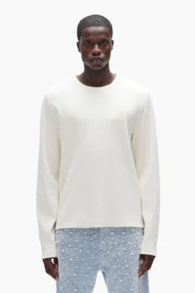 T-shirt à manches longues en tissu gaufré