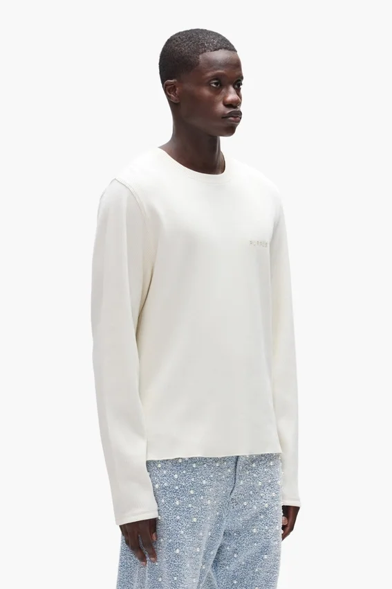 T-shirt à manches longues en tissu gaufré