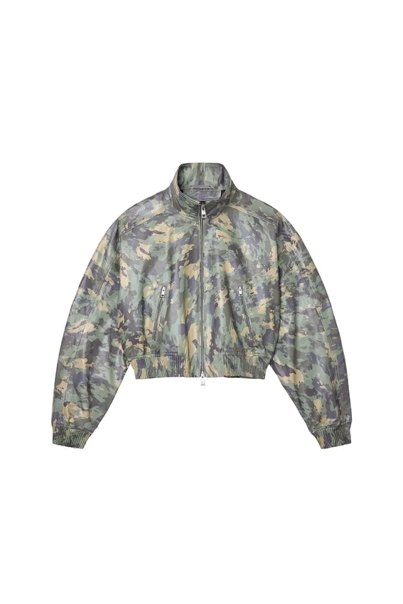 Veste en cuir camouflage peint