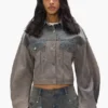 Veste en mélange de Denim et de cuir