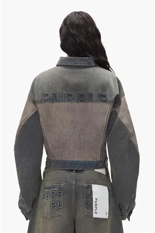 Veste en mélange de Denim et de cuir