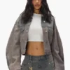 Veste en mélange de Denim et de cuir