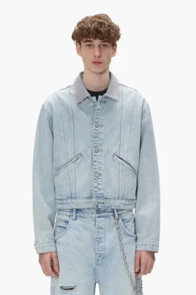 Veste trucker à col contrasté