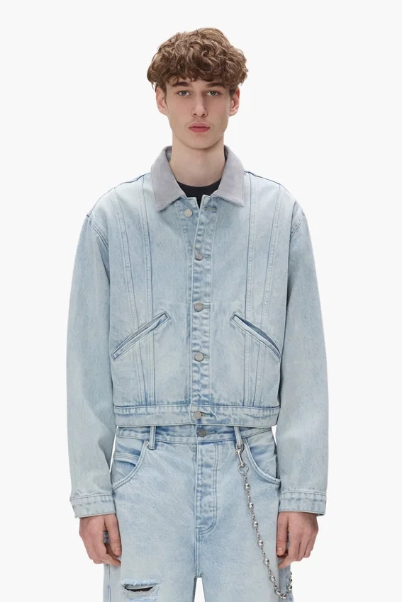 Veste trucker à col contrasté