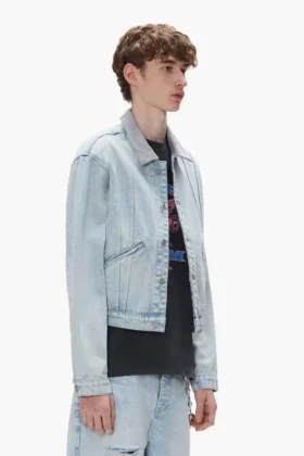 Veste trucker à col contrasté
